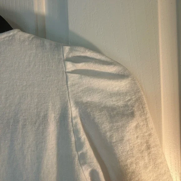 ZARA White Linen Button Down Dress with Pockets // XS - Picture 7 of 9